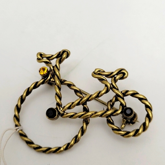 Lia Sophia Bicycle "Joy Ride" Pin Brooch With Gemstones Metal Bike Boxed NWT - Picture 3 of 6